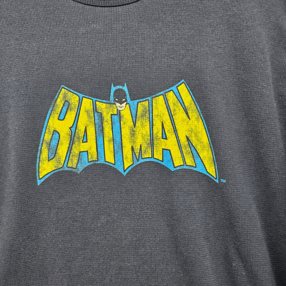DC Comics Originals Batman Navy Blue Thermal Waffle Knit Long Sleeve Shirt s06 - Picture 2 of 7